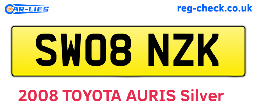 SW08NZK are the vehicle registration plates.