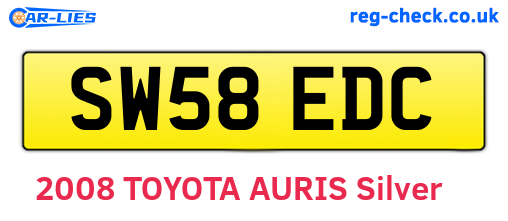 SW58EDC are the vehicle registration plates.