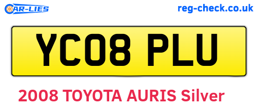 YC08PLU are the vehicle registration plates.