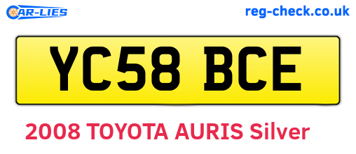 YC58BCE are the vehicle registration plates.