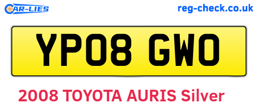 YP08GWO are the vehicle registration plates.
