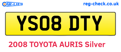 YS08DTY are the vehicle registration plates.