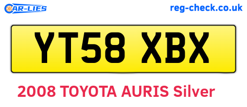 YT58XBX are the vehicle registration plates.