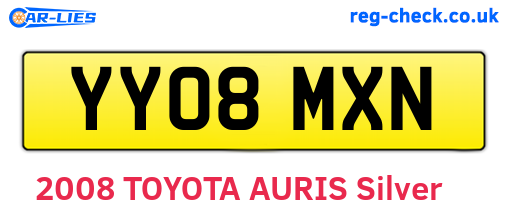YY08MXN are the vehicle registration plates.