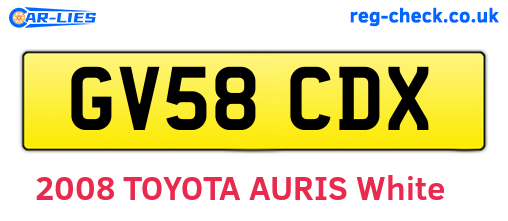 GV58CDX are the vehicle registration plates.