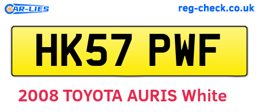 HK57PWF are the vehicle registration plates.