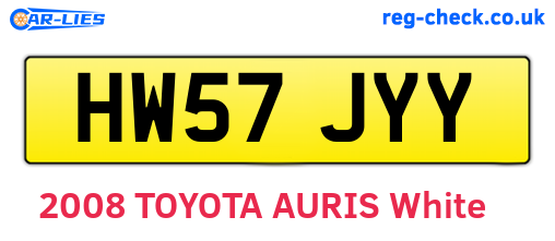 HW57JYY are the vehicle registration plates.