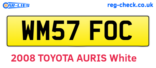WM57FOC are the vehicle registration plates.