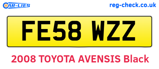 FE58WZZ are the vehicle registration plates.