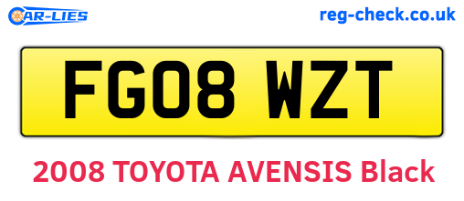 FG08WZT are the vehicle registration plates.
