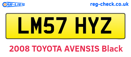 LM57HYZ are the vehicle registration plates.