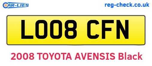 LO08CFN are the vehicle registration plates.