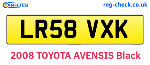 LR58VXK are the vehicle registration plates.