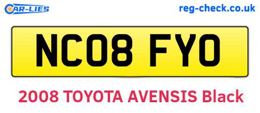 NC08FYO are the vehicle registration plates.