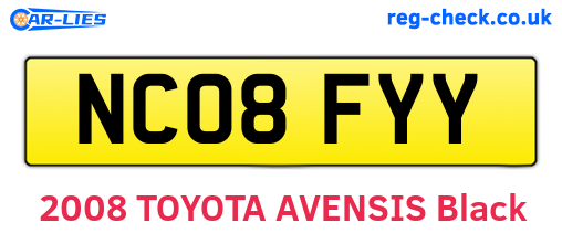 NC08FYY are the vehicle registration plates.