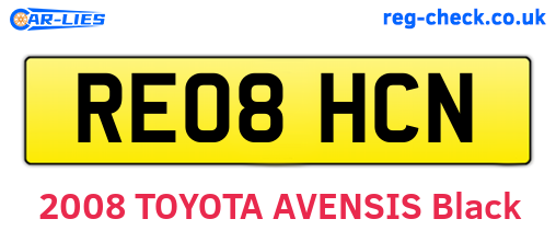 RE08HCN are the vehicle registration plates.