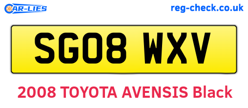 SG08WXV are the vehicle registration plates.