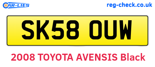 SK58OUW are the vehicle registration plates.