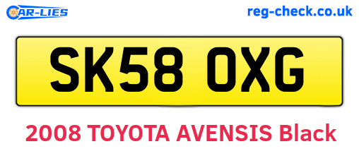 SK58OXG are the vehicle registration plates.