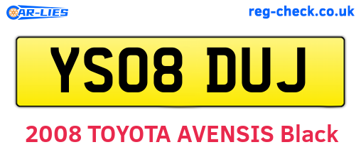 YS08DUJ are the vehicle registration plates.