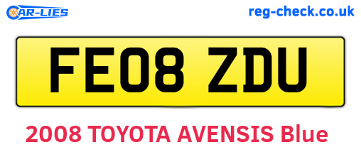 FE08ZDU are the vehicle registration plates.