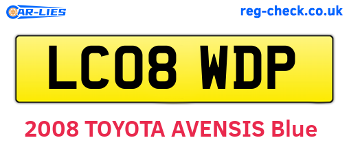 LC08WDP are the vehicle registration plates.