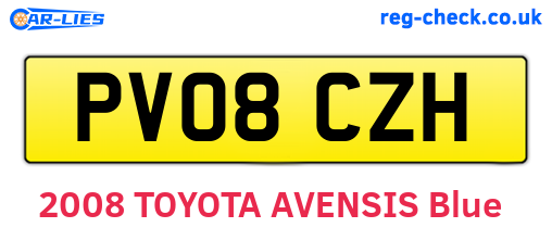 PV08CZH are the vehicle registration plates.