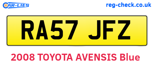 RA57JFZ are the vehicle registration plates.