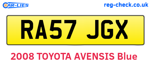 RA57JGX are the vehicle registration plates.