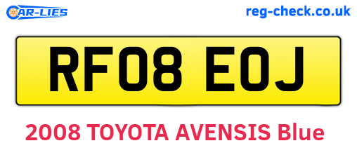 RF08EOJ are the vehicle registration plates.