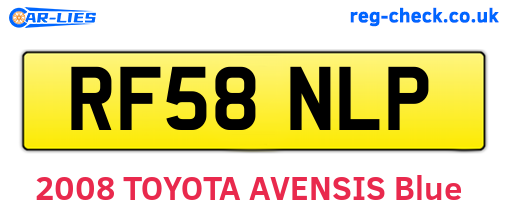RF58NLP are the vehicle registration plates.