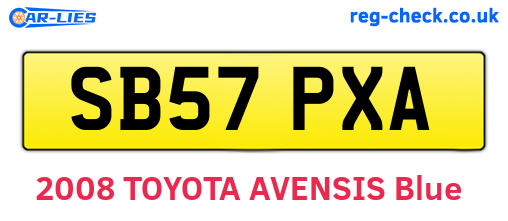 SB57PXA are the vehicle registration plates.