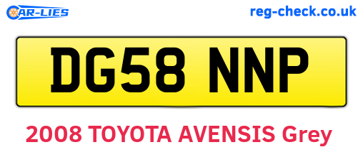 DG58NNP are the vehicle registration plates.