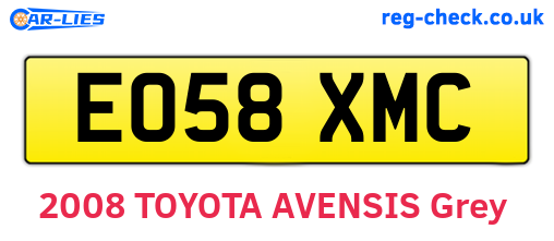 EO58XMC are the vehicle registration plates.