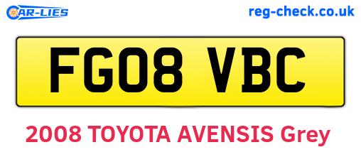 FG08VBC are the vehicle registration plates.