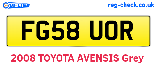 FG58UOR are the vehicle registration plates.