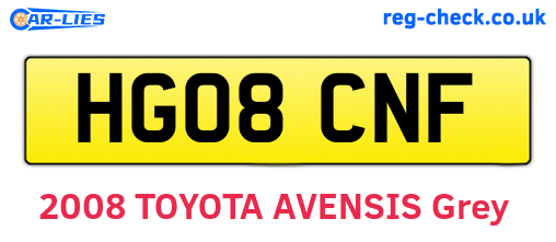 HG08CNF are the vehicle registration plates.