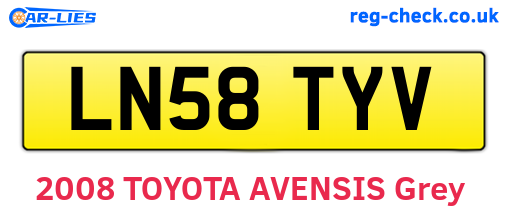 LN58TYV are the vehicle registration plates.