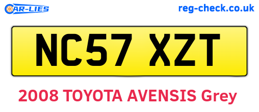 NC57XZT are the vehicle registration plates.