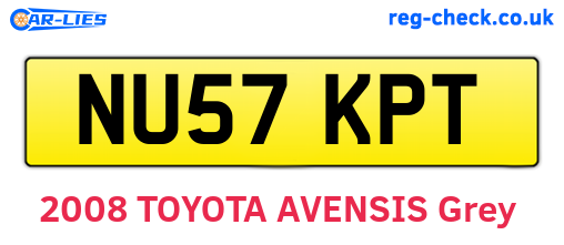 NU57KPT are the vehicle registration plates.