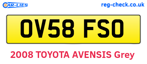 OV58FSO are the vehicle registration plates.