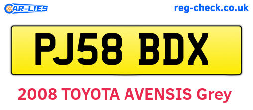PJ58BDX are the vehicle registration plates.