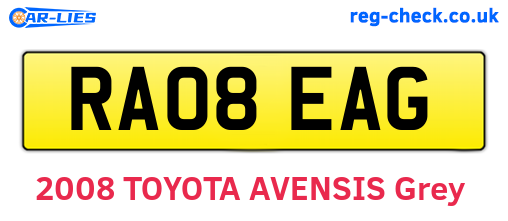 RA08EAG are the vehicle registration plates.