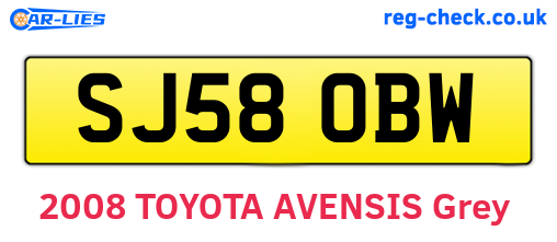 SJ58OBW are the vehicle registration plates.