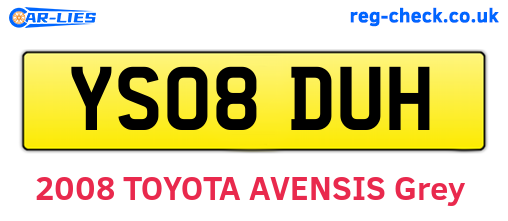 YS08DUH are the vehicle registration plates.