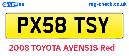 PX58TSY are the vehicle registration plates.