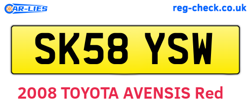 SK58YSW are the vehicle registration plates.