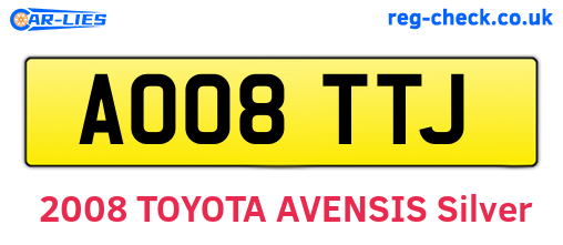 AO08TTJ are the vehicle registration plates.