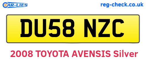 DU58NZC are the vehicle registration plates.