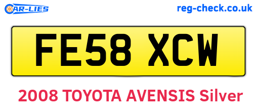 FE58XCW are the vehicle registration plates.